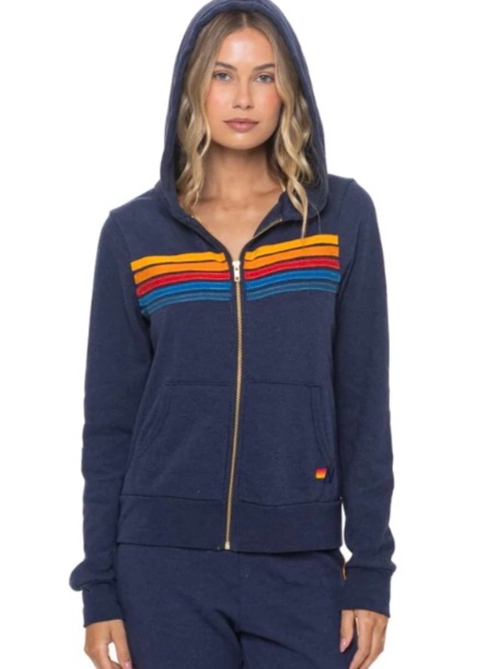 Aviator Nation 5 Stripe Hoodie- Navy NWOT